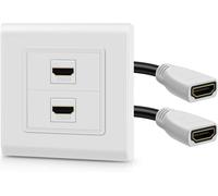 SUNY-Tnp Prise Double Murale Hdmi Avec Câbles Et Connecteur-2 Port Hdmi,Plastron Hdmi Audio,Décorative,Prise En Charge 4K,Uhd,Arc,Ethernet-Boîtier Et Rallonge Haut Débit,Blanc