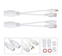 Sunydog 12V 12V sur Ethernet Passive PoE Splitter Adaptateur Câbles de sécurité Cabriques, Installation Facile (Blanc)