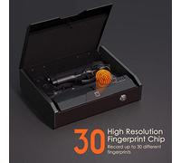 Sunydog Boîte de Verrouillage Biométrique en Acier Massif pour Deux Armes de poing ; Mécanisme Verrouillage Haute Résistance pour un Stockage sécurisé ; Vérin à Gaz et Lumière LED un Accès facile ;