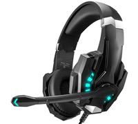 Sunydog Casque de Jeu Sonore Haut de Gamme avec Lumière LED pour Smartphone, Casque à Isolation Phonique avec Micro pour Console Jeu (Noir)