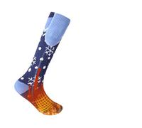 Sunydog Chaussettes Chauffantes électriques pour Temps Froid, Chauffe-Pieds Lavables, Cadeau Parfait avec imprimé Flocon de Neige (Bleu)