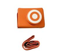 Sunydog Étui pour Appareil Photo Résistant aux Chocs, Demi-étui moulé avec Précision, Bandoulière Réglable, Sac pour Appareil Photo Vintage en Cuir PU avec Doublure en Velours adapté (Orange)