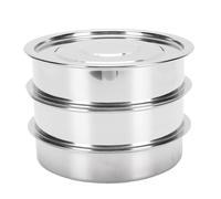 Sunydog Kit de Plateaux de Germination en Acier Inoxydable, Cultivateur Empilable avec Trous Drainage, Idéal pour Les Haricots, Pois, Brocoli, Herbe blé, adapté au Jardinage (3 Niveaux)