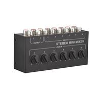 Sunydog Mini Mixer Audio stéréo Interface audio 6 canaux RCA, distributeur à 6 entrées et 2 sorties, commandes de volume séparées pour DJ/karaoké