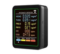 Sunydog Moniteur de qualité de L'air Intérieur Multifonction 6 en 1 pour Hôtel Bureau à Domicile, écran Couleur PM2,5 PM10 HCHO TVOC CO CO2, Testeur Pollution L'air Portable (MT07CO Noir)