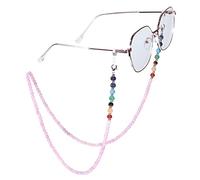 SUNYIK Chaîne de lunettes avec 7 perles de chakra pour homme et femme, cordon de perles en cristal Reiki pour cordon de lunettes pour femme, rose, 27.5-27.9"