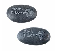 SUNYIK Noir Inspirants gravé Pierres Pierre de Poche (1,5-5,1 cm) #3-mom/Dad,i Love You,Pack of 2