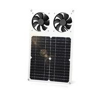 SUNYIMA Kit de ventilateur à panneau solaire, résistant aux intempéries, 12 W avec double ventilateur CC pour petits poulailler, serres, abris de jardin, maisons pour animaux, échappement de fenêtre