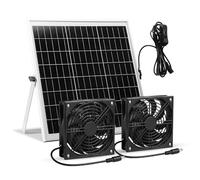 SUNYIMA Ventilateur solaire étanche 15 W avec double ventilateur CC pour petits poulaillers, serres, hangars, niches pour animaux domestiques, échappement de fenêtre