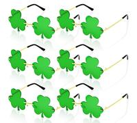 SUNYIWJIE Lot de 6 lunettes de soleil trèfle vert irlandais à quatre feuilles pour fête costumée St Patrick, Trois feuilles Style 1 Vert
