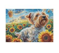 SunYorkshire Terrier Mignon mer de Fleurs 300 Pieces Casse tête Famille en Carton sans Déformation Haute Qualité Animal Animal de Compagnie Faune Sauvage Difficulté Moyenne Activité Familiale Anti St