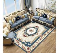 SUNYRDSM Petit Tapis Tapis Descente De Lit Chambre Adulte 70 x 140 cm Tapis de Style européen Bleu Fond Rouge décoration Florale Confortable Moquette Interieur