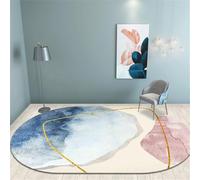 SUNYRDSM Tapis Chambre Ado Tapis De Chambre Adulte 160X230CM Peinture de Tapis de Salon Ovale Rose Bleu Design Style Minimaliste Moderne Confortable Tapis Entree Interieur