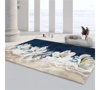 SUNYRDSM Tapis de Salon Tapis De Cuisine Antidérapant Et Lavable Accessoires de décoration de Salon élégants Fleurs Blanches résistantes à l'usure Tapis Poils Ras 60x100cm