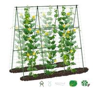 SUNYRISY Tuteur de concombre, treillis avec filet, support pour plantes grimpantes, support pour plantes grimpantes, support pour fleurs et plantes utiles, 150 cm de long, vert