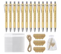 Sunyunze 20 Pièces Stylos à Bille en Bambou Stylo à Bille Rétractables Encre Noire avec Carte et Sac en Organza Stylos Cadeau pour Famille et Amis École Collègues Enseignants