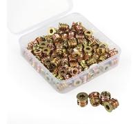 Sunyunze 80 Pièces Insert M4 X 10 mm Insert Fileté Bois Ecrou Hexagonal Inserts Hexagonaux pour Meubles Denture Intérieure et Extérieure Ecrou pour Assortiment de Meubles en Bois