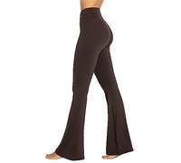 Sunzel Legging évasé pour femme avec contrôle du ventre, taille croisée et jambe large, Marron Java, XX-Large
