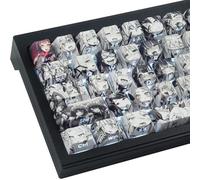 Sunzit PBT Touches personnalisées - 129 touches, profil cerise, teinture sur le côté, brillant à travers le côté imprimé pour commutateurs Cherry MX, clavier de jeu mécanique ISO/ANSI UK