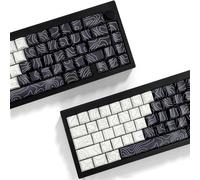 Sunzit Touches personnalisées, 131 touches topographiques blanches et noires en PBT - Profil Cherry - Teinture par sublimation - Touches imprimées sur les côtés pour clavier de jeu mécanique ISO/ANSI
