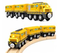 SunZug Train Electrique Enfant, Train à Piles pour Chemin de Fer en Bois, Voiture Son et Lumière, Jouet pour Voie Ferrée Compatible avec Thomas Brio, Jouet Garçons et Filles 3 4 5 6 7 8 Ans, Jaune