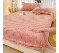 SUOCMG Drap-Housse Jacquard, Housse de Matelas en Velours, épais et Chaud pour l'hiver, Simple, Double, Solide, Doux, en Peluche, élastique, Plaid Rose, 200 x 220 x 30 cm