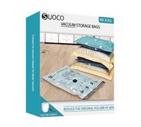 SUOCO Lot de 10 sacs de rangement sous vide Jumbo XXL avec pompe électrique, sacs économiseurs d'espace, sacs hermétiques à compression pour voyage, vêtements, oreillers, couettes, couvertures
