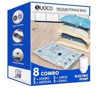 SUOCO Sacs de Rangement Sous Vide 8 Combo avec Pompe Électrique de Compression Étanches Gain de Place pour Vêtements, Literie, Couettes, Sacs Sous Vide pour Maison