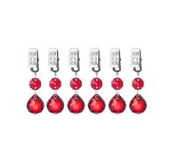 SUODEBYY Poids Rideau Poids de la Nappe en Cristal Coupe-Vent 12 pièces | Couverture de Table brillante avec Clip en métal, pendentif de mariage(Red)
