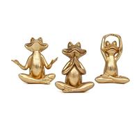 Suoedd Gold Frog Figurines Yoga Decor 3.7In Set of 3 -Frog Yoga Statues for Modern Living Room Desk Table Home Office Bookshelf Shelves Sculptures Decor,Gifts for Mom Women