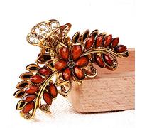 Suoirblss Große Haarspange aus Metall-Strass-Legierung, Retro-Blumen, Haarspange für Frauen und Mädchen, dickes Haar (braun)