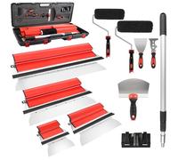 suokoun kit parfait liss avec Poignée d'extension, 25/40/60/80cm Lame à Lisser, et Lame Enduit de Rechange, Rouleau Enduit, Spatules en Acier Inoxydable pour Décoration