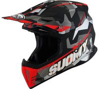 Suomy X-Wing Camouflager E06 Casque de motocross, noir-gris-rouge, taille M pour homme
