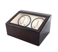 SUONTY Remontoir automatique - Accessoire rotatif silencieux - Marron - Pour 4 + 6 montres - Boîte de rangement en bois - Avec moteur silencieux - Bloc d'alimentation pour montres automatiques