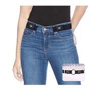 SUOSDEY Ceinture élastique pour femme, sans boucle, invisible, pour pantalon en jean, réglable, ceinture extensible pour homme et femme, 01-noir avec bouton argenté, Groß: Anzug für Hosengrößen