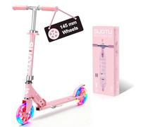 SUOTU Trottinette pour Enfants avec Roue Lumineuse de 145 mm, Charge Max: 100 kg, Pliable, Hauteur Réglable, Scooter pour Garçons et Filles de 3 à 12 Ans, Aluminium (Rose)