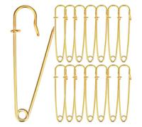 Suoumwa 15pcs Grandes Épingles de Sûreté en Acier 4" Grandes Épingles de Sécurité Lourdes pour Vêtements, Couleur Or