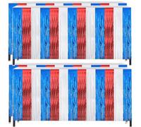 Suoumwa 4 Pack 4 Juillet Décorations Métalliques en Feuille à Franges Patriotiques Rouge Blanc Bleu A
