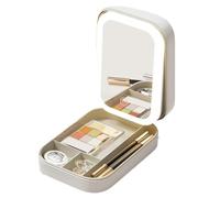 Suoumwa Boîte de Rangement de Maquillage avec Miroir LED - Étui de Voyage Portable pour Cosmétiques avec Grande Capacité, Idéal pour les Accessoires de Maquillage B