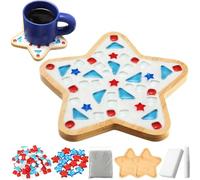 Suoumwa Carreaux de Mosaïque en Verre DIY Rouge Blanc Bleu Cadeau pour Adultes Décoration Fait Main Patriotique