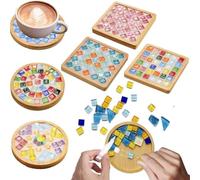 Suoumwa Carreaux de Mosaïque pour L'Artisanat, Kits en Verre Coloré pour Adultes avec sous-Verres en Bois, pour la Décoration Intérieure Faite à la Main.