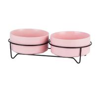 Suoumwa Chien Chat Surélevé d'eau en Céramique en Céramique Stands de Support de Grande Capacité pour Animaux de Compagnie Supplies Rose 400 ML