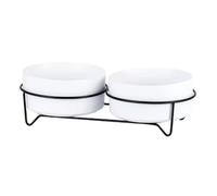 Suoumwa Chiens de Grande Capacité d'eau de Nourriture avec Stand Cat Céramique Manger des Mangeoires à Boire pour Animaux de Compagnie Surélevés Fournitures Blanc 850 ML