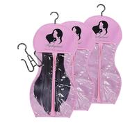Suoumwa de Rangement pour Perruques avec Cintre, Cintre pour Perruques Multiples, de Rangement pour Perruques, Sac Rangement pour Perruques en Forme de Sablier, 3 Pièces, Rose