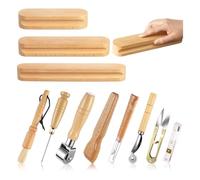 Suoumwa Ensemble de 11 Outils de Couture et de Matelassage en Bois avec Tige de Pressage, Stylet, Ouvre-Couture, Nettoyage pour Couture, Matelassage, Repassage