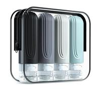 Suoumwa Ensemble de 4 Bouteilles de Voyage de 3 Oz pour Articles de Toilette, Contenants en Silicone Étanches et Rechargeables, Parfaits pour les Produits Liquides
