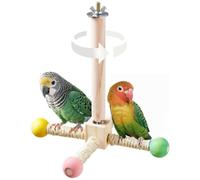 Suoumwa Jouet Perchoir pour Oiseaux, Interactifs pour Perruches, Roue d'exercice en Bois pour Perroquet, Jouet Enrichissant pour Cage à Oiseaux pour Calopsittes