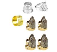 Suoumwa Kit de 7 Dés à Coudre pour la Couture à la Main, Protège-Doigts en Métal, Anneau pour Le Matelassage et la Broderie.