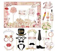 Suoumwa Kit de Cabine Photo de Mariage Kit en Or Rose Mariée pour Être Photo Accessoires Décoration de Fête