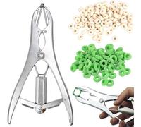 Suoumwa Kit de Cerclage pour Chèvres, Pinces à Pression avec 150 Anneaux de 2 Tailles, Outil D'Installation D'Anneaux pour Ferme D'Élevage